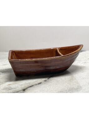 Hall China Pottery Restaurant Ware Condiment Cocktail Sauce Shrimp Boat 1145